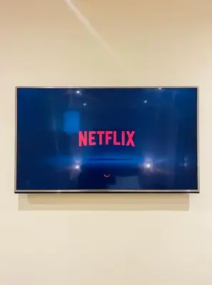 a television with the netflix sign on a wall at Attico Loft con terrazza Vía dei Coronari - Roma in Rome
