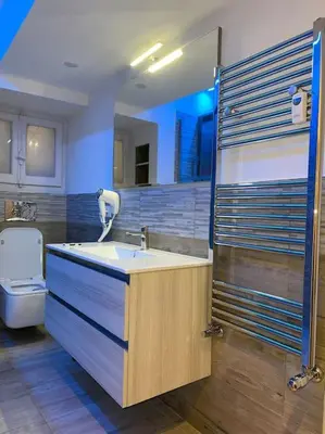 a bathroom with a sink and a toilet and a shower at Attico Loft con terrazza Vía dei Coronari - Roma in Rome