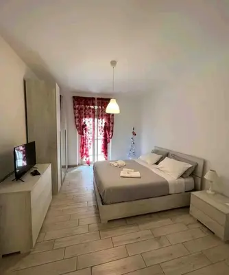 a bedroom with a bed and a television in it at Bignami street in Rome