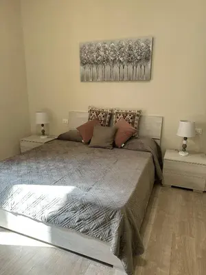 a bedroom with a large bed with two night stands at suite magenta in Rome