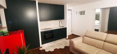 a living room with a couch and a sink at Cosy penthouse loft with stunning view in Rome