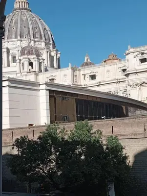 a large white building with a dome on top of it at Breakfast at St Peter in Rome