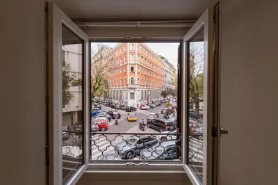 a view of a city street from a window at Apt in the heart of the city in Rome