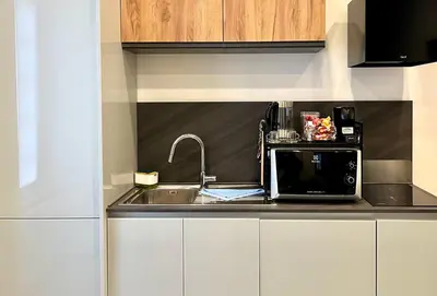 a kitchen with a sink and a microwave at TRASTEVERE URBAN SUITE in Rome
