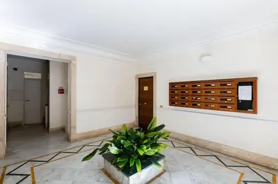 an empty room with a plant in the middle at Classy Apartment - Auditorium & Villa Borghese in Rome