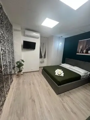 a bedroom with a bed and a tv in it at Lungotevere Testaccio 6 Roma - Apartments in Rome