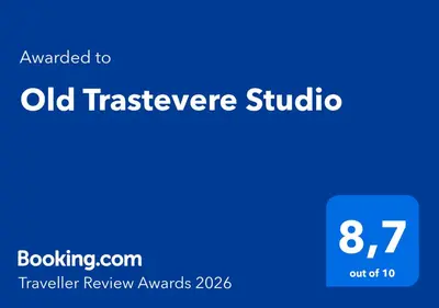 a blue rectangle with the words old transaction studio on it at Old Trastevere Studio in Rome