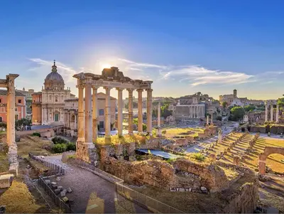 an aerial view of the ancient city of antiquity at ETERNA Trastevere Apartment in Rome