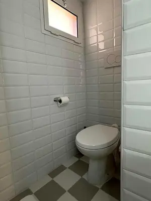 a white bathroom with a toilet and a window at Center Apartments vittorio Emanuele in Rome