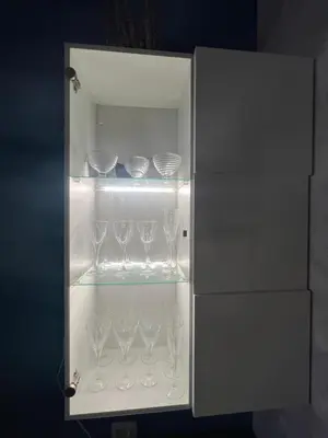 an open refrigerator with wine glasses in it at Nathan House,Teano in Rome