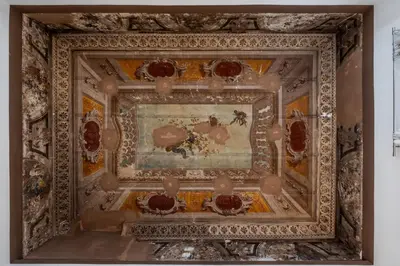 a painting of a ceiling in a building at Appartamento storico in zona Barberini in Rome