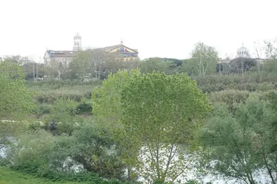 a view of a field with trees and a lake at Pietra Papa Suite 99 in Rome
