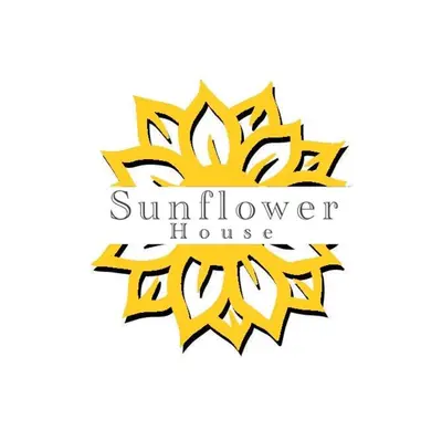 a yellow sunflower house logo on a white background at Sunflower House in Rome