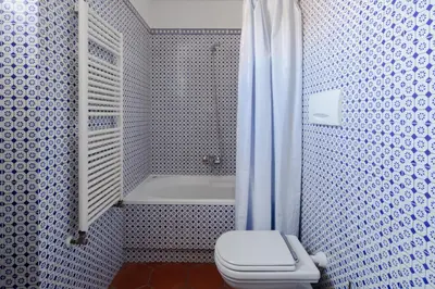 a bathroom with a toilet and a bath tub at Quiet apartment in the heart of Trastevere in Rome