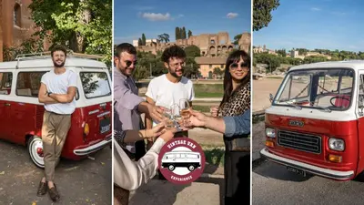 a group of people posing for a picture next to a van at Elizabeth Penthouse, Charmy Apartment in Little London 10 Min From the Center in Rome